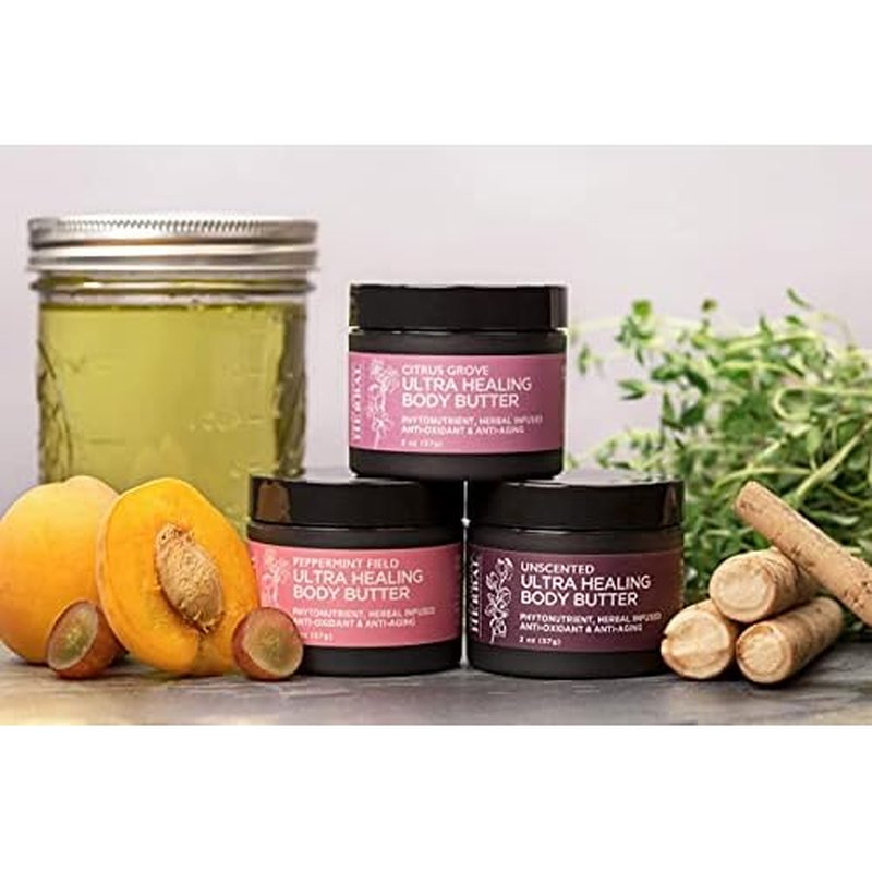 Ora's Amazing Herbal Ultra Healing Body Butter, Intensive Moisturizer For Dry Skin, Spearmint & Bergamot Essential Oil, 8 oz, Peppermint Field Scent