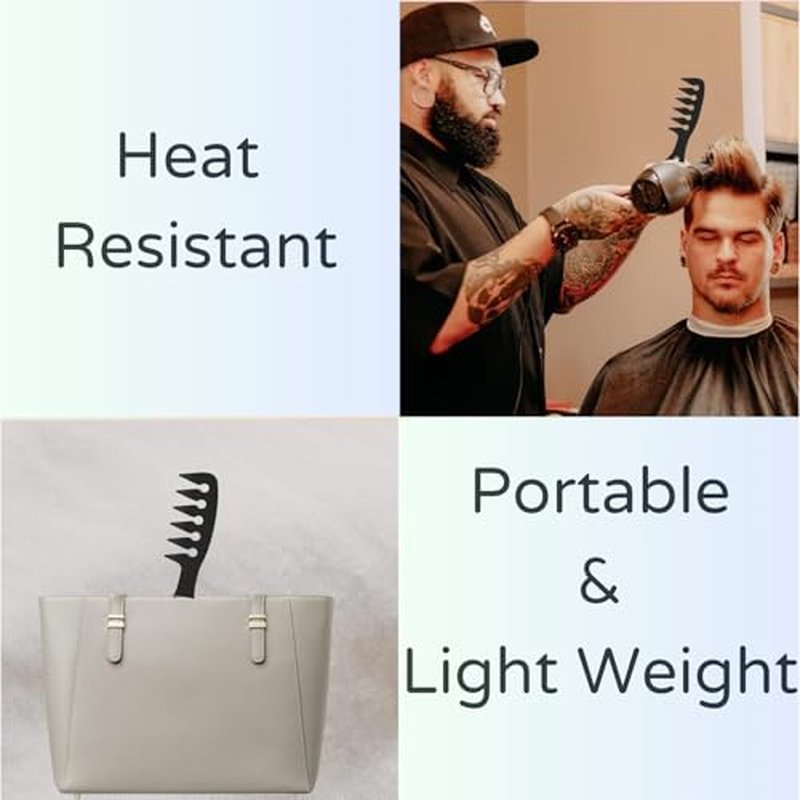 Texture Comb ? Wide Tooth Comb Men ? Professional Tool for Easy Hair Styling & Volume ? Lightweight & Durable Grooming Accessory