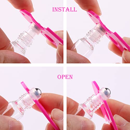 MaxMau Roller Bottles for Essential Oils, 24pcs 5ml Roll on Bottle Clear Glass Sample Test Refillable with Opener Funnel Dropper Golden Cap For Home Travel