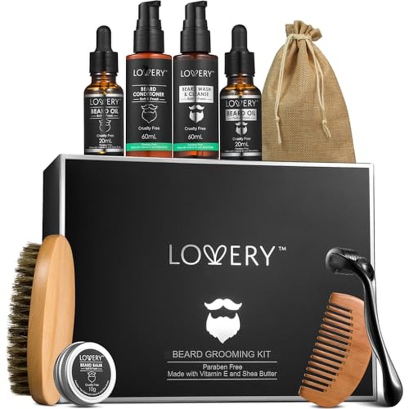 Christmas Gifts for Men Beard Grooming Kit, Gifts for Dad, Holiday Gift Beard Kit Set with Beard Oil, Balm, Wash, Brush, Comb & More, Mens Gifts for Him, Birthday Boyfriend Husband Man