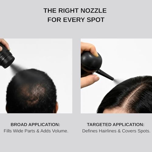 Hair Building Fibers for Thinning Hair for Men Women, 2-in-1 Kit- Enhancements Barber Spray, Thicker Fuller Hair Beard & Hairlines Instantly with Spray Applicator Pump Nozzle, Natural Formula (Black)