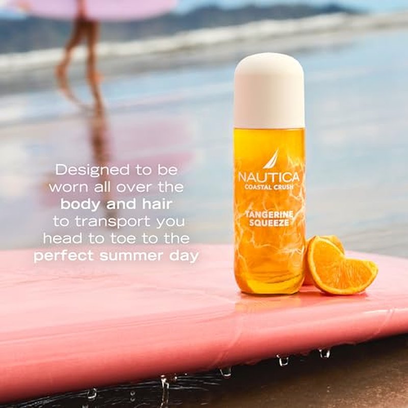 Nautica Tangerine Squeeze, a Citrus Gourmand Hair & Body Mist for Women, Notes of Tangerine, Jasmine, and Sandalwood, Long Lasting, 8.0 fl oz