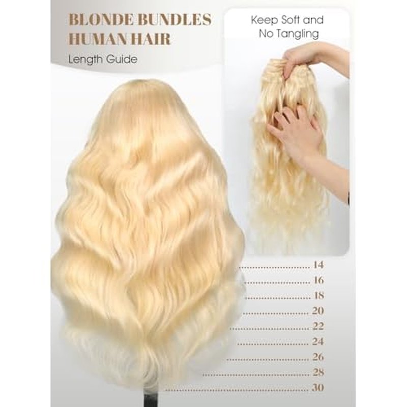 613 Blonde Body Wave Bundles Human Hair 26 Inch 613 Bundle 100% Unprocessed 12A Grade Brazilian Virgin Hair Bundles 1 Single Bundle Human Hair 613 Blonde Bundle