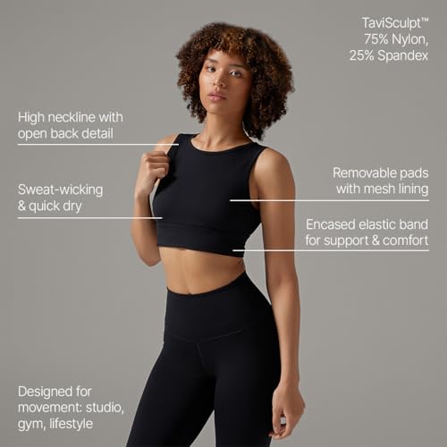 TAVI NOIR Agility Sports Bras for Women – Padded Workout Sports Bra for Gym, Training & Everyday Support,Ebony, Large