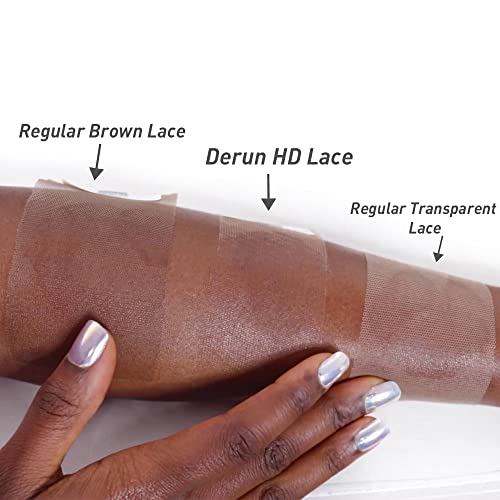 Derun 4x4 Real HD Lace Closure Wigs Human Hair 180% Density 0.1MM Ultra-thin Invisible Lace Front Body Wave Vivid Hairline Bleached Knots and Elastic Band Glueless Wig for Women (22 Inch, 4¡¿4 BW)