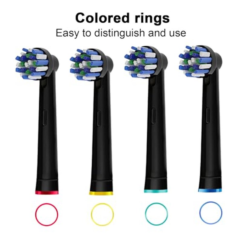 8pcs Cross Clean Replacement Heads Compatible with Braun Oral B Electric Toothbrush, 4pcs White and 4pcs Black.