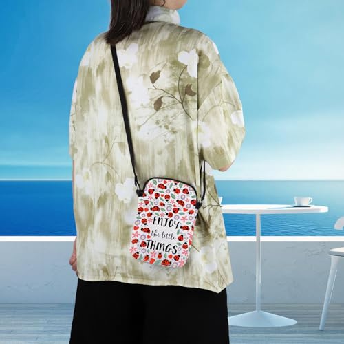 WCGXKO Ladybug Lover Gift Ladybug Party Favors Enjoy the Little Things Zipper Crossbody Purses Bag Messenger Bag (LITTLE THINGS CR)