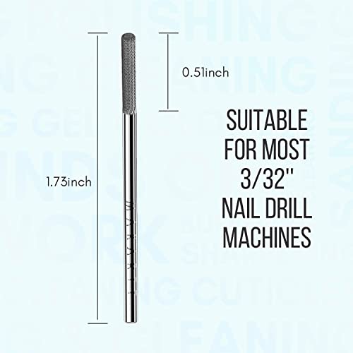 Makartt Cuticle Nail Drill Bit - Safety Tungsten Carbide Cuticle Remover Drill Bit Needle Bit Under Nail Cleaner Dead Skin Nail Prepare 3/32'' for Electric Nail File Nail Buffer Bit-3XF (Silver,Fine)