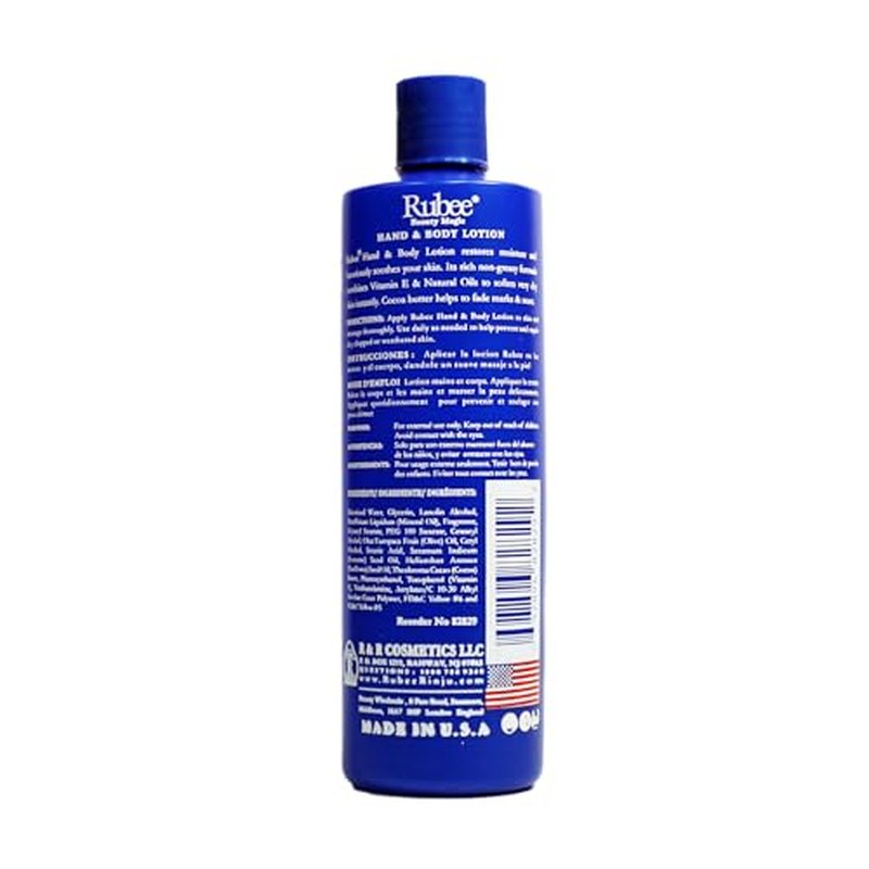 RUBEE Body & Hand Lotion - Pack of 2 Non-Greasy Lotion for Women & Men - 16 oz Cacao Butter Lotion for Extremely Dry Skin - Vitamin E Moisturizer