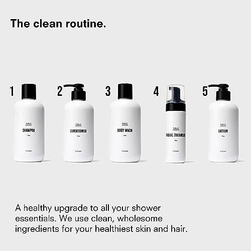 Public Goods Shower Essentials for Men and Women | Natural Shampoo, Conditioner & Body Wash | Made with Organic Essential Oils | Sulfate & Paraben Free | Vegan Friendly | 12 Fl Oz Bottles