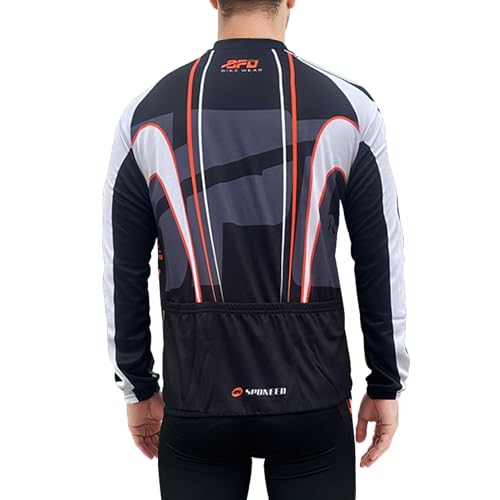Bikes for Men Shirt Long Bike Fit Cycle Jersey Bicyle Clothes Full Zip US M Black Grey Multi