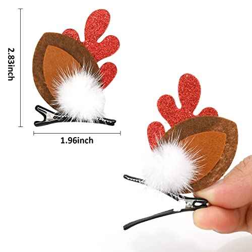 YISSION 2 Pairs Christmas Hair Clips for Girls Women Reindeer Antlers Ears Hair Clip Deer Horns Hair Barrettes Cute Hairpins Christmas Hair Accessories for Girls Women