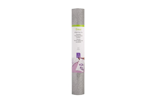 Cricut Glitter Iron On, Silver (12'x19' Roll) - HTV Heat Transfer Vinyl, Compatible with Cricut Heat Presses & Maker + Explore Machines