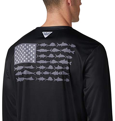 Columbia Men's Standard Terminal Tackle PFG Fish Flag LS, Black/Graphite, Small