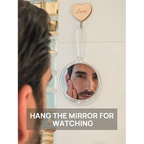 OMIRO Hand Mirror, Double-Sided Handheld Mirror 1X/3X Magnifying Mirror with Handle, Pack of 1 (Clear)