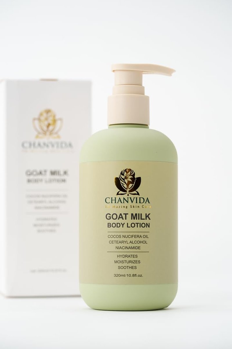 CHANVIDA Goat Milk Body Lotion - Brightening, Hydrating & Soothing Body Moisturizer | With Niacinamide & Aloe Vera, Cocos Nucifera Oil:| All Skin Types