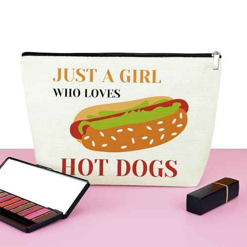 Mxrymvu Hot Dog Gifts for Women Makeup Bag Funny Hot Dogs Cosmetic Bag Food Lover Gift Christmas Birthday Present for Friend Sister Makeup Zipper Pouch