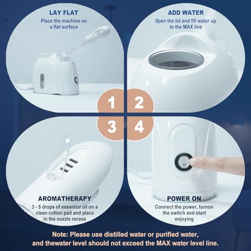 Facial Steamer Nanometer Fine Mist Face Steamer for Facial Deep Cleaning, 360¡ÆCan Rotate The Arm£¬10 Minute Home Facial Spa Mist, Design for Personal Care Use at Home Or Salon Barber