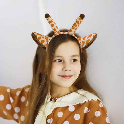 Beviliu Giraffe Ears Headband, Giraffe Costume for Halloween Christmas Festival Theme Party Animal Cosplay Antler Headwear, 1Pack