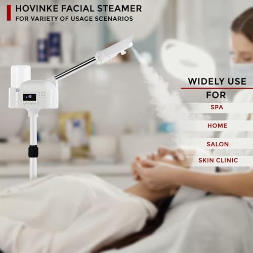 Professional Facial Steamer On Wheels for Esthetician, Touch Screen Vaporizador Facial Steamer with Hot Mist&Timer Function, Spa and Home Use