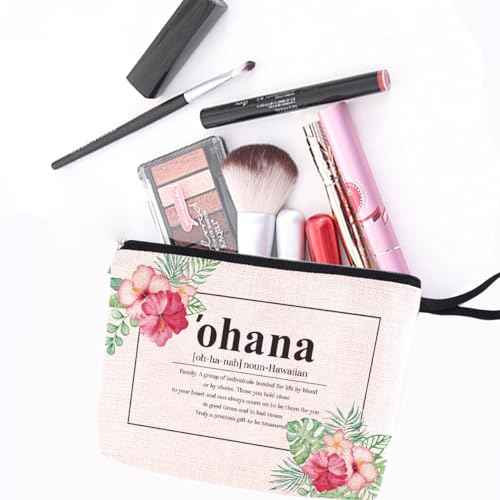Hawaii Gifts Hawaiian Souvenirs Hawaiian Gifts for Women Hawaiian Tropic Ohana Makeup Bag Appreciation Gifts for Aunt Sister Grandma Cosmetic Bag Travel Bag for Christmas New Year's Day Birthday