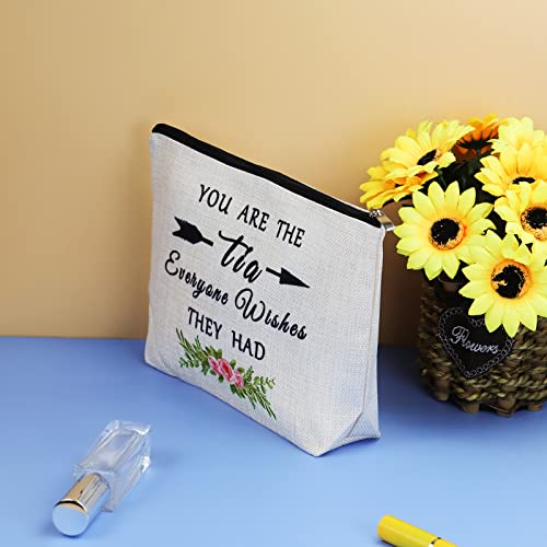 Aunt Gift from Niece Nephew Tia Gifts Makeup Bag Mothers Day Thanksgiving Christmas Birthday Gifts for Aunt Tia Auntie Cosmetic Bag Aunt Appreciation Gifts Aunt Makeup Pouch Travel Toiletry Bag