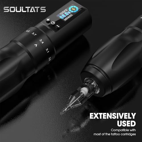 Tattoo Kit - EZTAT2 Tattoo Gun Kit with 7 Strokes 2.0-4.0mm Wireless Tattoo Machine, 1600mAh Battery Power Supply, 20Pcs Tattoo Cartridge Needles and 11 Color Inks for Tattoo Artists