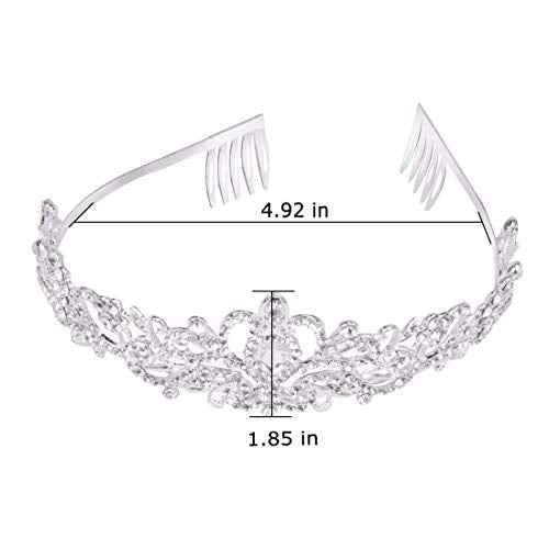 CURASA Silver Crystal Crowns Exquisite Tiaras for Women Birthday Crown for Girls Princess Crown Cute Hair Accessories for Women Gifts for Wedding Birthday Party Prom Halloween Christmas