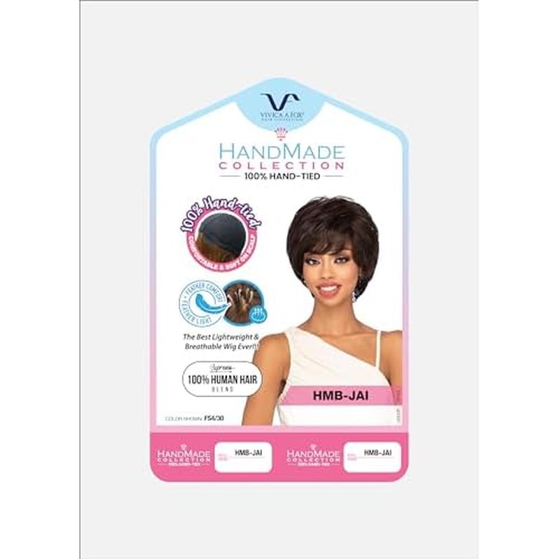 Vivica A. Fox HMB-JAI, Handmade & Hand-tied Wig, Supreme Human Hair Blend, Color P4/27/30