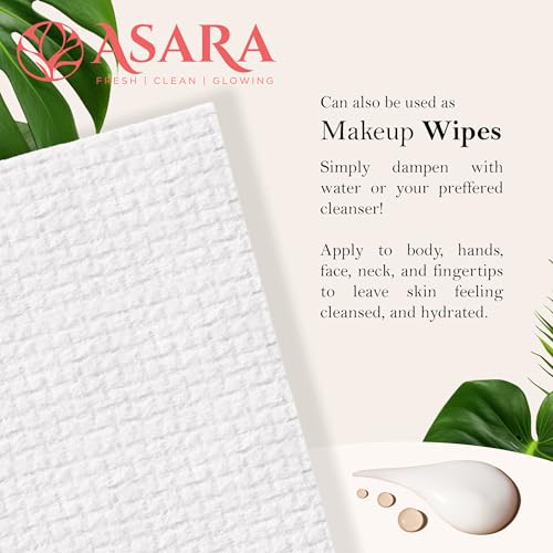 Clean Face Towels Disposable XL Facial Wipes | Add Water As a Makeup Remover | Sensitive Skin Face Towels | Organic Vegan Biodegradable - Clean Daily Towelettes (200 Count) | by Asara