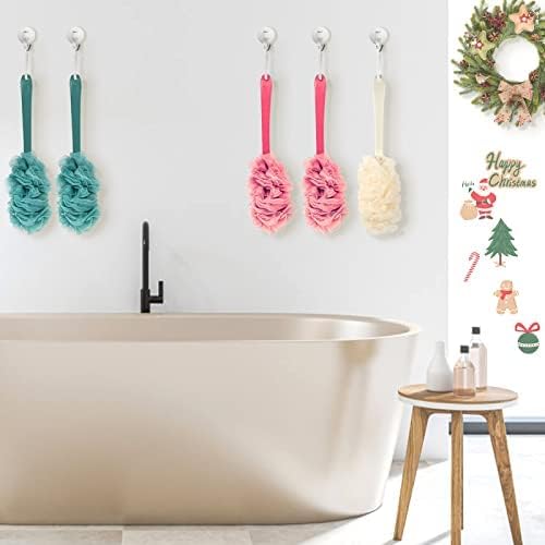 2Pack Back Scrubber for Shower, Loofah Sponge Brush Exfoliating Body, Long Handle Scrub Brush for Shower with Loofah on a Stick for Back Use, Bathing Accessories Body Brushes (2Pack)