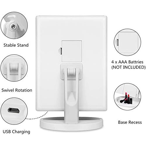 Trifold Makeup Mirror Vanity Mirror with Lights,1X 2X 3X Magnification,Touch Screen,180 Adjustable Rotation,Portable Travel Bathroom Cosmetic Mirror