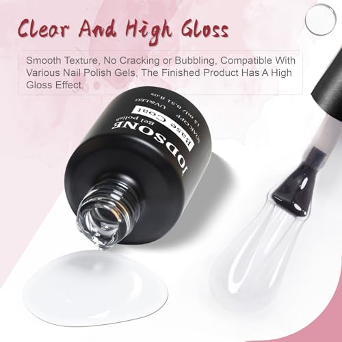 JODSONE 2 Bottles of Top Coat Base Coat Set No Wipe Foundation Combination Bright Surface At Home DIY Nail Salon Girl Gift