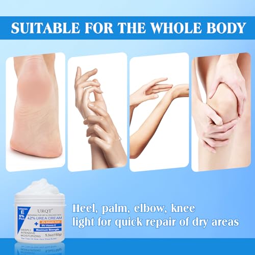 42% Urea Cream for Dry & Cracked Skin - Foot & Hand Cream with 2% Salicylic Acid, 5% Vitamin E, Tea Tree Oil, Aloe Vera, Shea Butter - Moisturizer & Skin Repair Cream for Feet Maximum Strength
