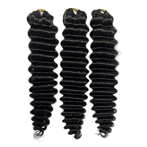 Feather Human Hair Crochet Bundles Knotless Deep Loose Wave Extensions Lightweight Micro Twists Pre Separated Crochet Hair For Braiding Curly 14Inch 120g 100Strands