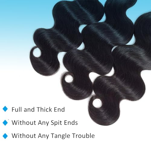 Brazilian Human Hair Bundles 20 22 24 Inch Body Wave Bundles Human Hair 12A 100% Unprocessed Virgin Hair Weave 3 Bundle Deals Natural Black Color