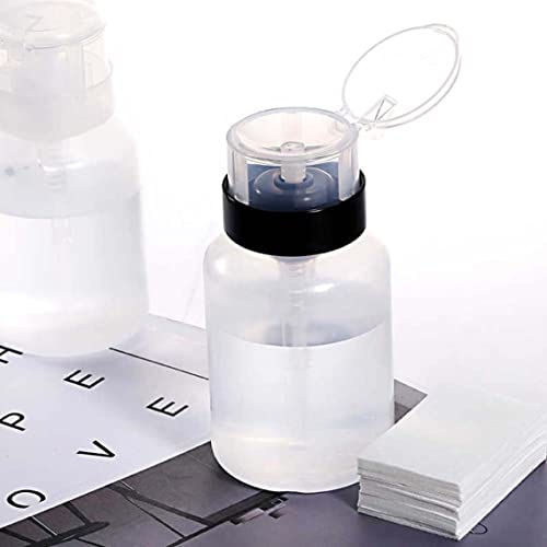 Nail Polish Remover Pump, YAMYONE 2 Pack Acetone Pump Dispenser, Alcohol Dispenser Push Down Empty Lockable Pump Dispenser Bottle for Nail Polish and Makeup Remover, 200ml(6.8oz)