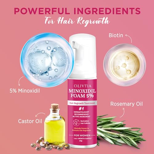 5% Minoxidil Foam for Women Hair Growth: Extra Strength Hair Regrowth Treatment ? Revitalize Hair Follicles & Regrow Thicker, Fuller Hair ? Hair Loss Solution-2pack