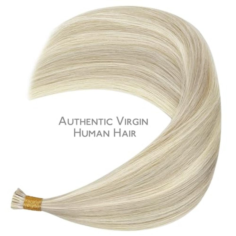 WENNALIFE I Tip Hair Extensions Human Hair, 50g 50s 20 Inch Ash Blonde Highlighted Platinum Blonde Remy Itip Human Hair Extensions Invisible Itips Straight I Tips Fusion Extensions Real Human Hair