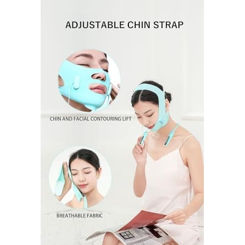 Face Belts with Adjustable Straps,Double Chin Reducer and Face Lift Device with 4 Modes and 5 Gear Adjustable Intensities - Intelligent Double Chin Machine for V-face