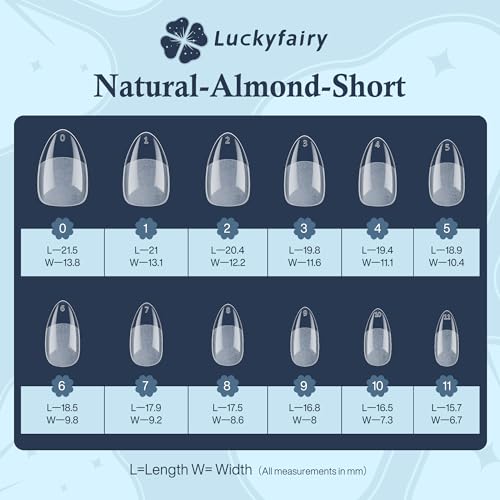 Short Almond Nail Tips, 240pcs Soft Nail Gel Tips Pre-Shaped Acrylic Fake Nails, Half Matte Full Cover Clear Gelly Press on Flase Nail Tips for Extension Nail Manicure Home DIY 12 Sizes Gelly Tips