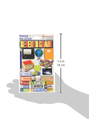 Reminisce Making the Grade 3D Sticker. This package contains one 7.5 inch x 4.5 inch self-adhesive sticker sheet. Sold separately. Made in China.