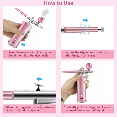 Bubbacare SANCTUARY Portable Airbrush, Nail Airbrush Machine, Cordless, Non-Clogging, High-Pressure, 0.3mm Nozzle, 23PSI & 27PSI, Cleaning Brush Set, 1