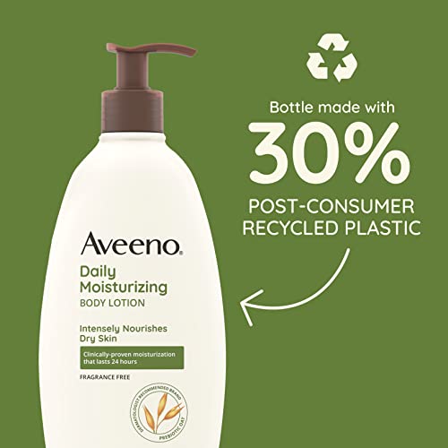 Aveeno Daily Moisturizing Body Lotion with Soothing Prebiotic Oat, Gentle Lotion Nourishes Dry Skin, Paraben-, Dye- & Fragrance-Free, Non-Greasy & Non-Comedogenic, Value Size, 33 fl. oz