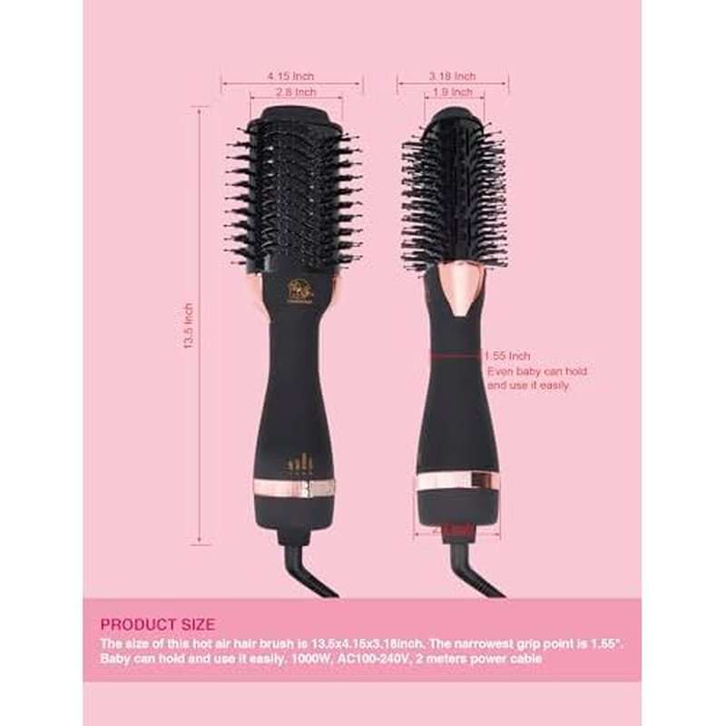 Hair Dryer Brush Blow Dryer Brush in One, 4 in 1 Ionic Hair Dryer and Styler Volumizer with Oval Titanium Barrel, Hot Air Straightener for Smooth Frizz-Free Blowout