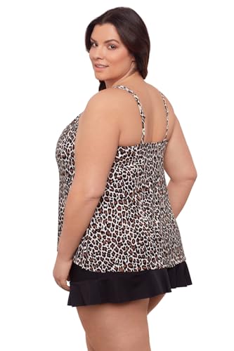 Aqua Green Women's Standard Keyhole High Neck Tankini Top, Seeing Spots