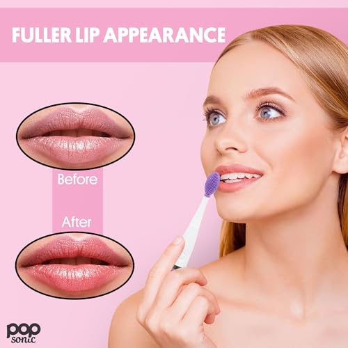 Lip Exfoliator w/AAA Battery (Lavender) - Silicone Lip Brush for Dry, Chapped, & Chafing Lips - Soft Bristle Lip Brush Exfoliating Tool for Smooth, Luscious Lips - Lip Products for Women & Men¡¦