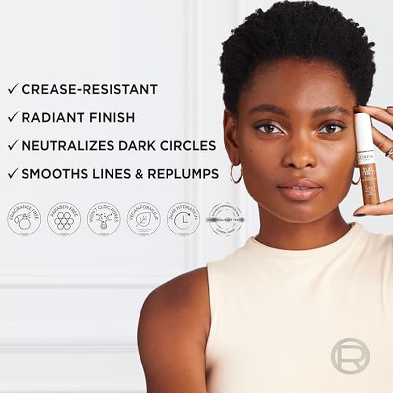 L'Oreal Paris True Match Radiant Serum Concealer, Brightening Under Eye Concealer Make Up with 1.5% Hyaluronic Acid and Caffeine, W9.5, 0.33 Oz