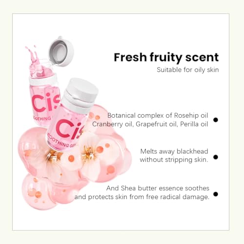 Cistto Natural Cleansing Oil Lightweight Balancing Makeup Remover with Jojoba & Rose Oil, Non-Comedogenic, Travel-Friendly 2ml x 40 Capsules for Oily Skin