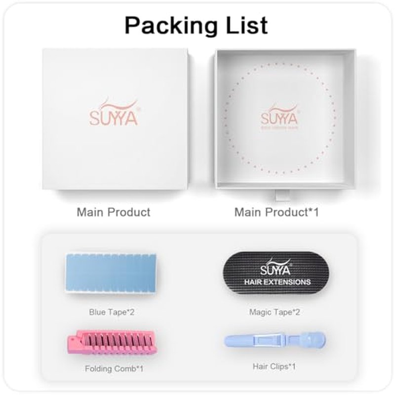 SUYYA Invisible Tape in Hair Extensions Human Hair Seamless Injected Hand-Tied Pro Virgin Human Hair Tape Ins Balayage Natural Black to Chestnut Brown 20PCS 40G/Pack Straight(16 inch #P1B/6/T1B)